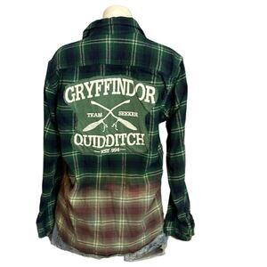 Harry Potter Flannel Plaid Shirt Shacket MEDIUM  Unique Gryffindor Quidditch